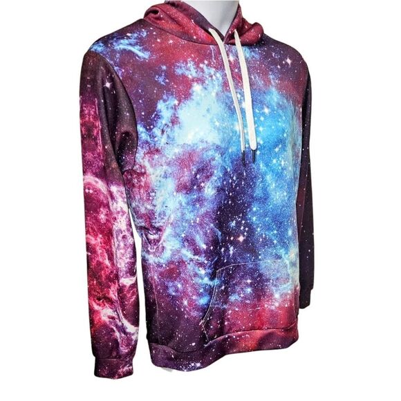 SPACE STAR TIE DYE HOODED PULLOVER SWEATSHIRT SIZE L/XL NWOT - Picture 4 of 11